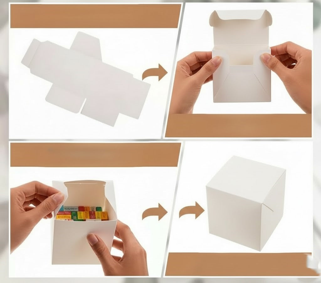 Kocka Díszdoboz Hullámos Ablakkal – Natúr Barna