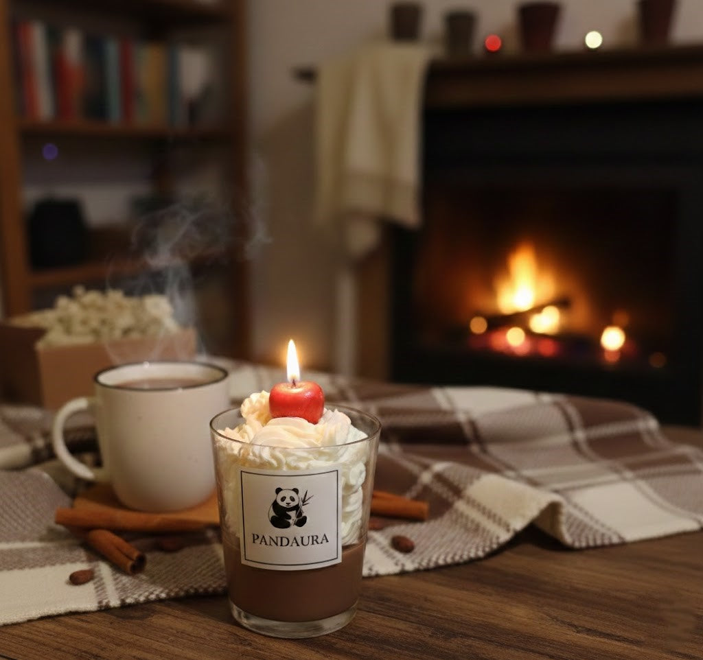 Csokis-Vaníliás Pohárgyertya - Prémium Szójaviasz Desszert Illat