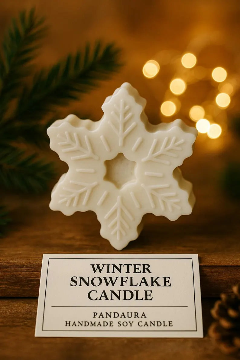 Téli nyugalom ajándékszett – kézzel készített angyal és hópehely gyertyák