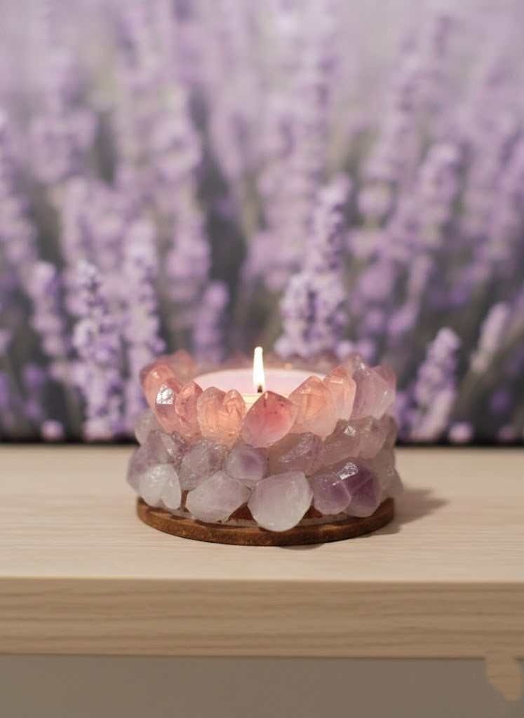 Levendula Szójaviasz Gyertya Ametiszt Kristályban