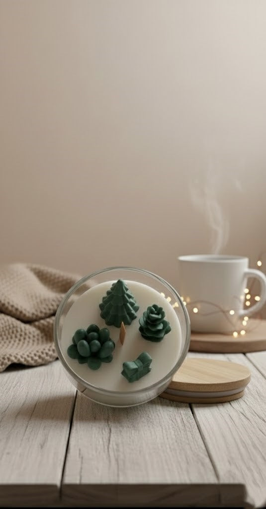 Karácsonyi Mesetájkép Szójaviasz Gyertya – Fa kanóccal és fedővel