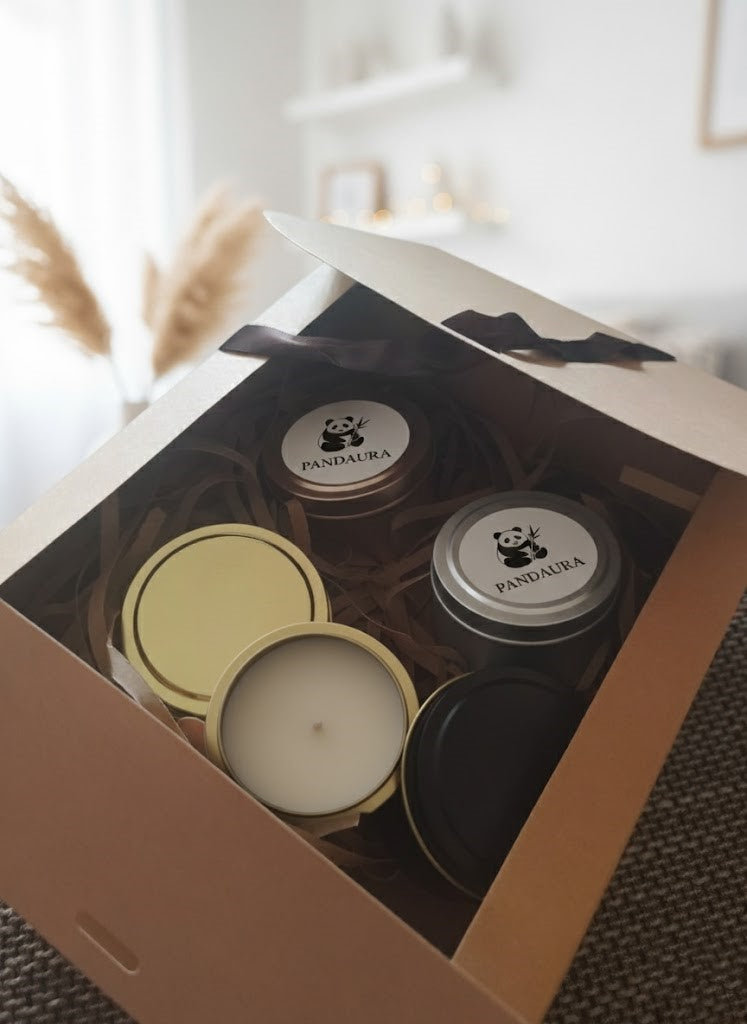 Kézzel Készült Szójaviasz Illatgyertya Szett, Díszdobozban – 4 db