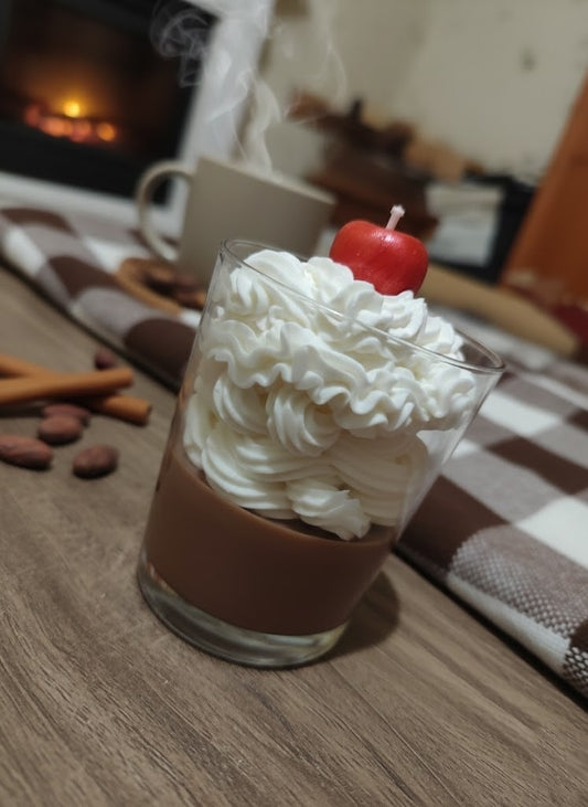 Csokis-Vaníliás Pohárgyertya - Prémium Szójaviasz Desszert Illat