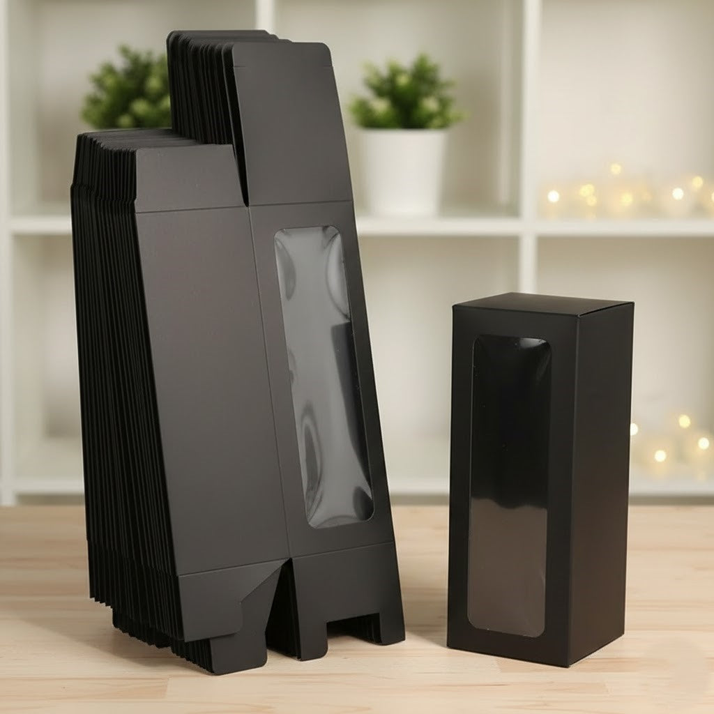 Elegáns Fekete Gyertyás Doboz Ablakkal