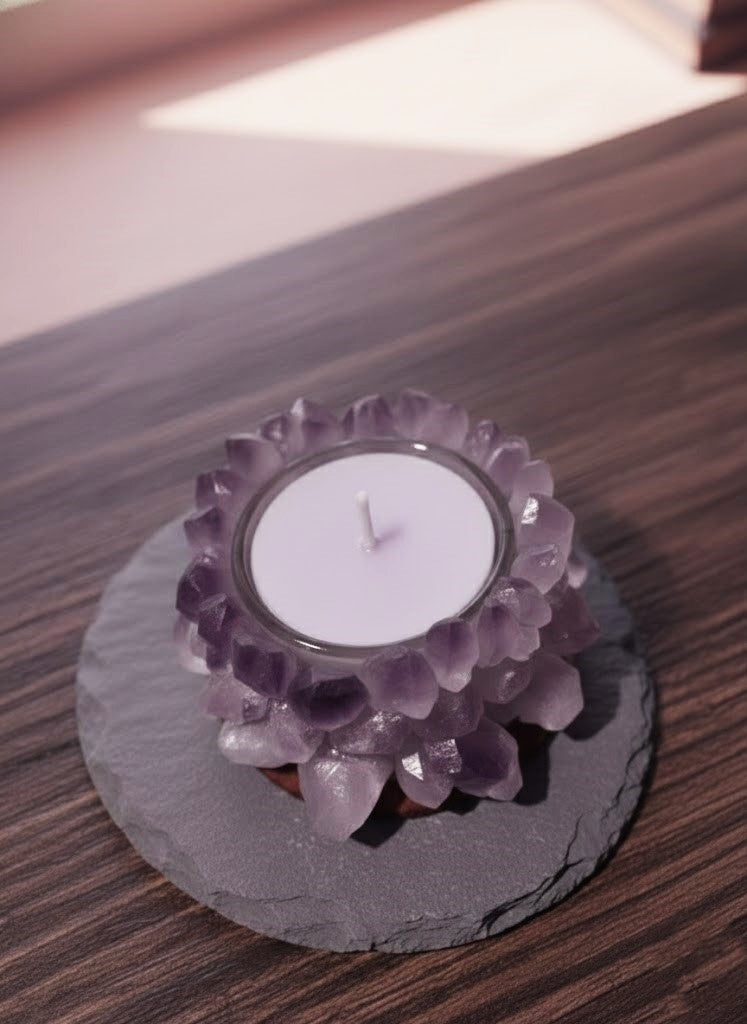 Levendula Szójaviasz Gyertya Ametiszt Kristályban