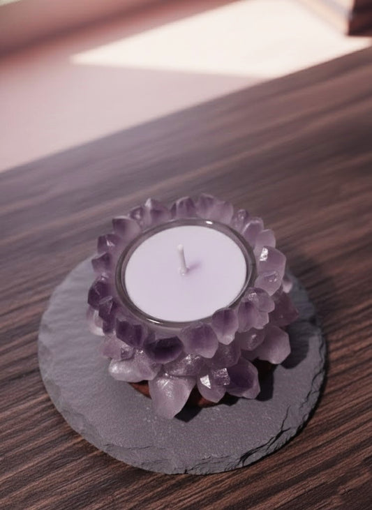 Levendula Szójaviasz Gyertya Ametiszt Kristályban