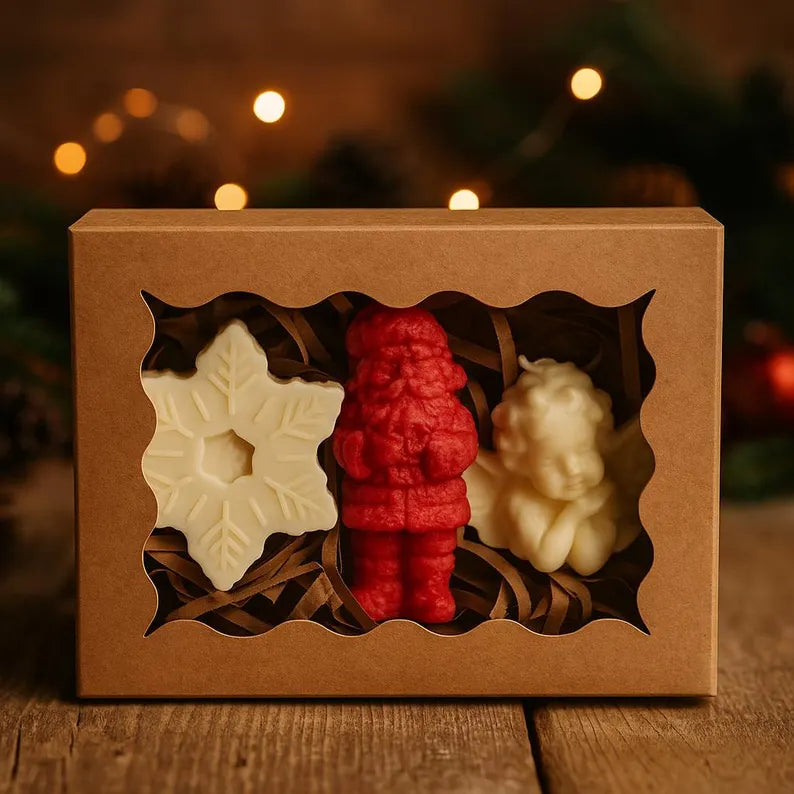 Karácsonyi gyertyaszett - kézzel öntött szójaviasz gyertyák