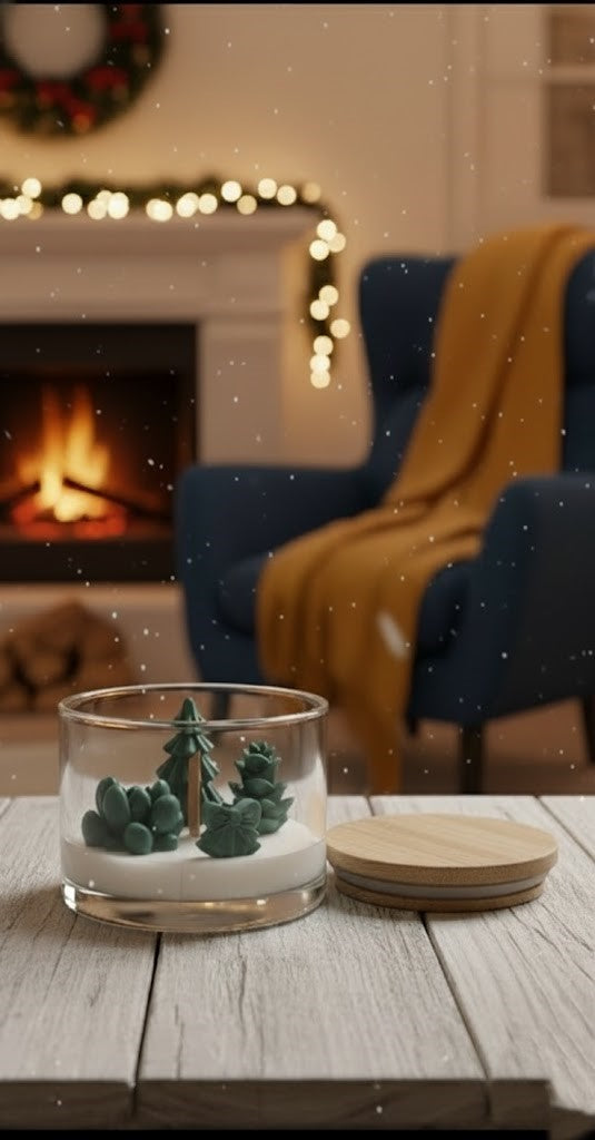 Karácsonyi Mesetájkép Szójaviasz Gyertya – Fa kanóccal és fedővel