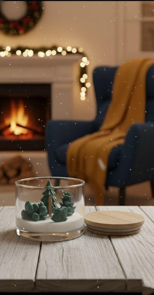 Karácsonyi Mesetájkép Szójaviasz Gyertya – Fa kanóccal és fedővel