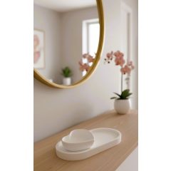 Szív alakú ékszertartó és ovális dekor tálca szett