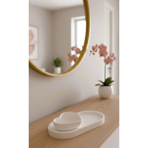 Szív alakú ékszertartó és ovális dekor tálca szett