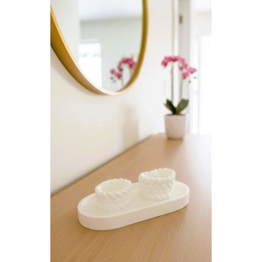 Fonott szélű dekor szett ovális tálcával