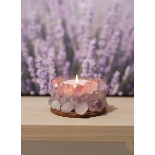 Levendula Szójaviasz Gyertya Ametiszt Kristályban