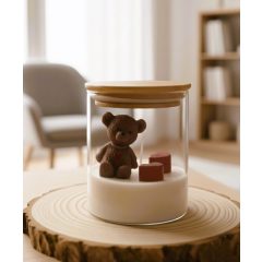 Valentin napi szójaviasz gyertya maci figurával